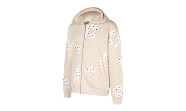 Rhinestone Cotton Wreath Zip Hoodie 