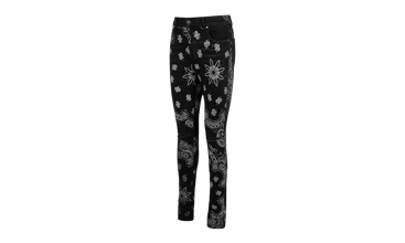 Black Cotton Flocked Bandana Skinny Jeans 