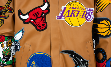 NBA Collage Vegan Leather Jacket 