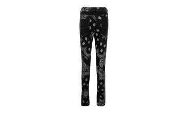 Black Cotton Flocked Bandana Skinny Jeans 