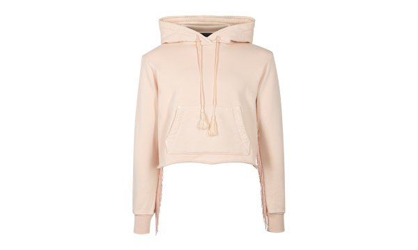 Fringe Cotton Hoodie "Beige"