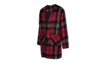 Plaid Mohair Blend Cardigan Coat 