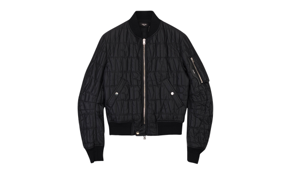 QUILTED LOGO Black Zip Up Bomber "Black"