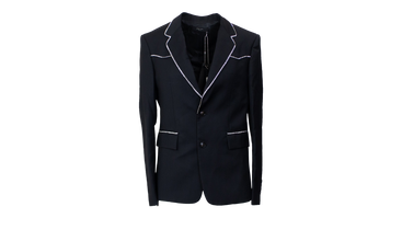 Black Crystal Trim Single Breasted Jacket 