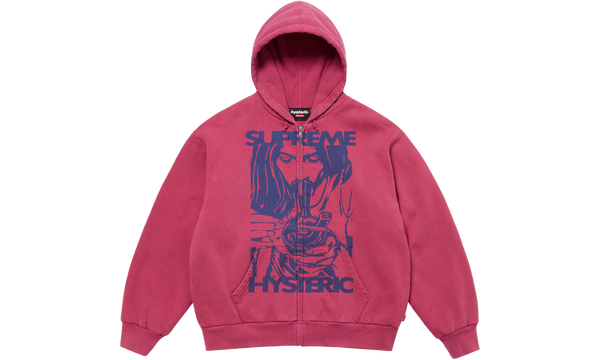 HYSTERIC GLAMOUR Thermal Lined Zip Up Hooded Sweat "Washed Red"