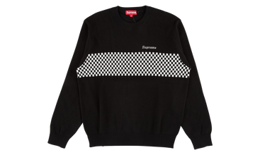 Checkered Panel Crewneck Sweater 