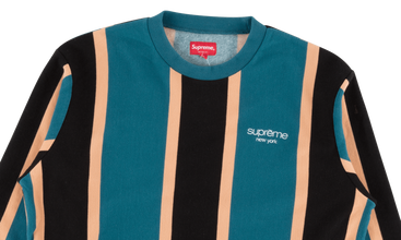 Vertical Striped Pique Crewneck 