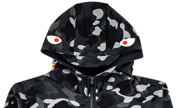 Gradation Camo Shark Mask Wide Zip Hoodie