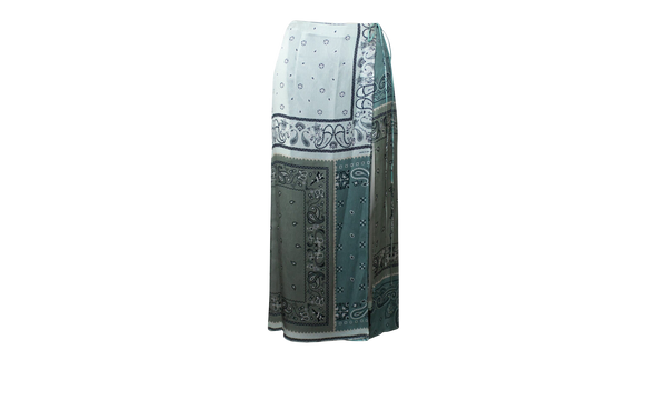 Bandana Recon Wrap Long Skirt "Blue"