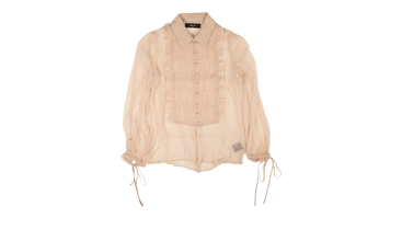 Crinkle Chiffon Tuxedo Shirt 