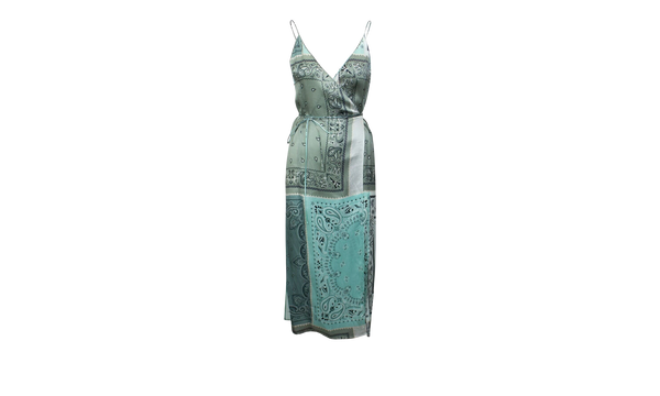 Blue Bandana Recon Wrap Tank Dress "Blue"