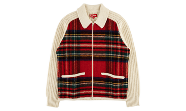Plaid Front Zip Sweater 