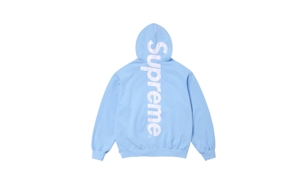 SATIN APPLIQUÉ HOODED SWEATSHIRT "FW 24 - Light Blue"