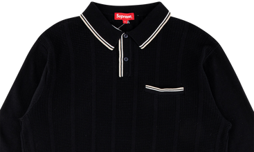 Stripe Rib LS Knit Polo 