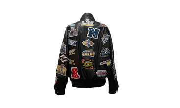 LIMITED EDITION HISTORY OF SUPER BOWL COLLAGE FULL LEATHER JACKET 