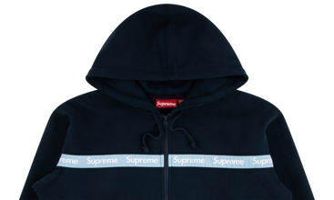 Text Stripe Zip Up Hoodie 