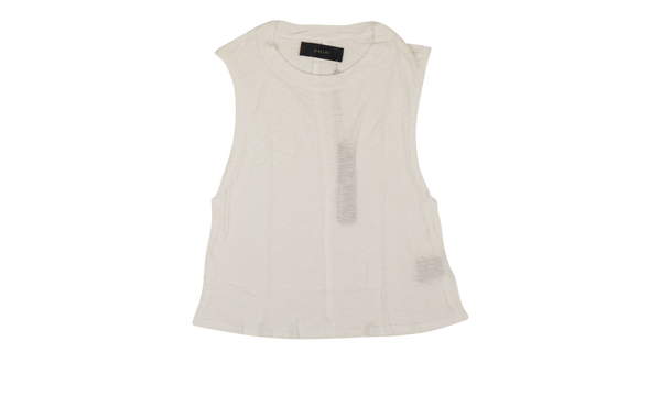 Ribbed Crop Muscle Jersey Tank Top "White"